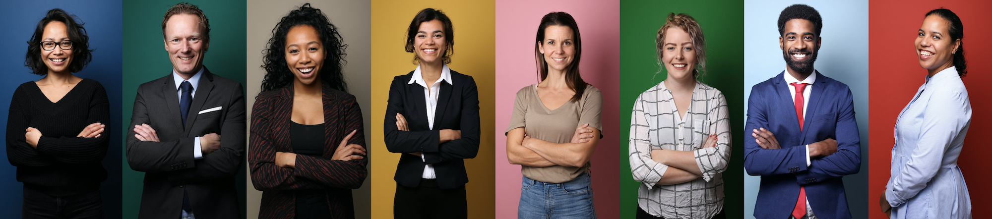 A diverse group of smiling people